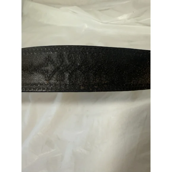 Double J Saddlery Belt Leather Western Belt Size 34 Silver gold trim